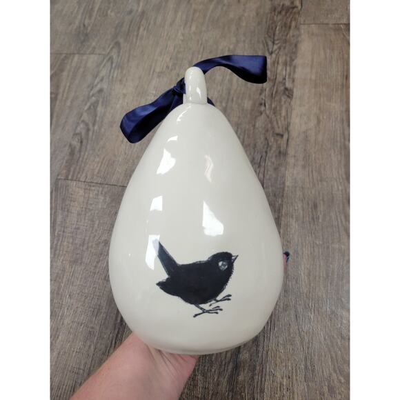 Rae Dunn Chirp Tear Drop Shaped Bird House White Ceramic Bird Artwork - Picture 3 of 4